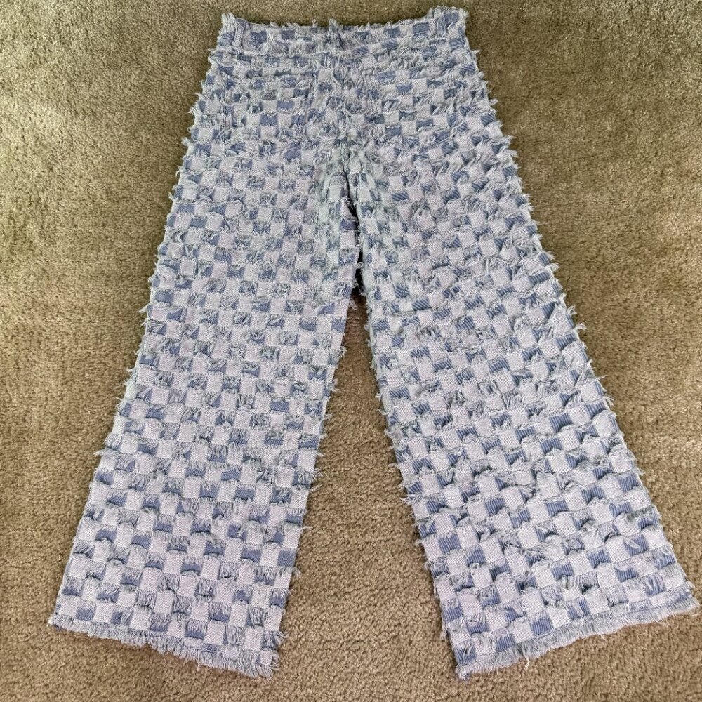 Two 2 Fly Womens Jeans Sz Small Blue White High Rise Bootcut Cropped 28x25 F041 - Picture 7 of 13